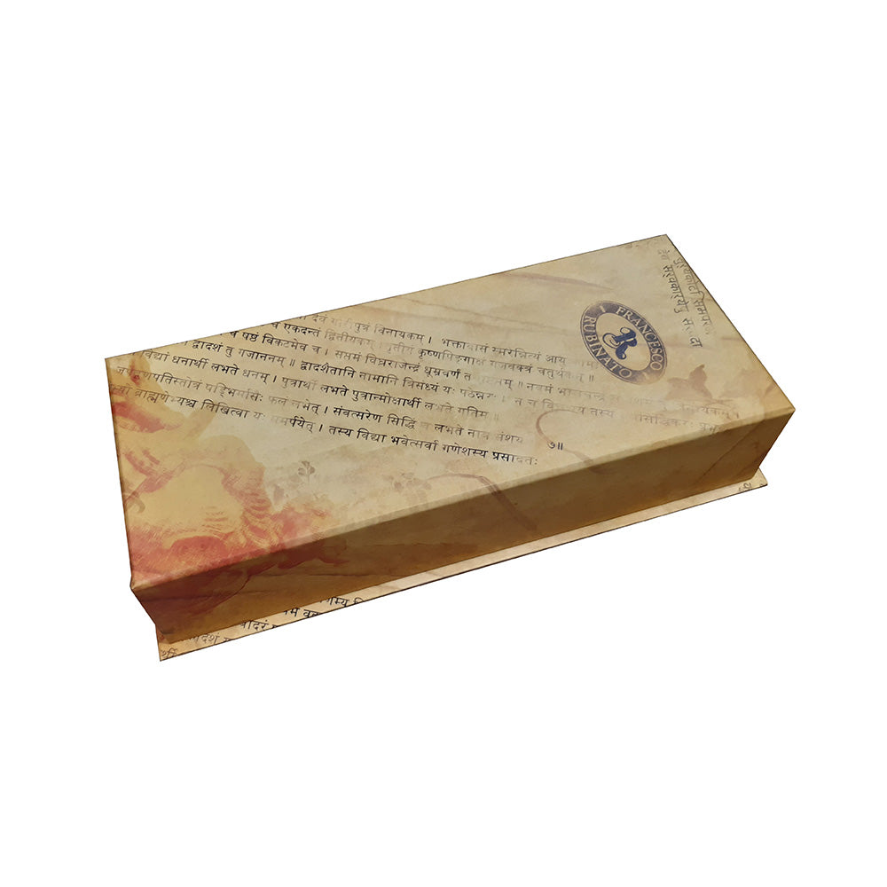 Exclusive to India, the Rubinato Ganesha Quill Pen appeals to those who seek the blessings of the most loved Hindu God. Complete with a Ganesha figurine pen stand, this quill set will be treasured for a lifetime. Brown and gold-toned feather Ganesha fountain pen Brown inkpot Gold-toned Ganesha pen stand A scroll Nib Material: Stainless Steel Product Material: Metal Handle With Care Brand origin: Italy