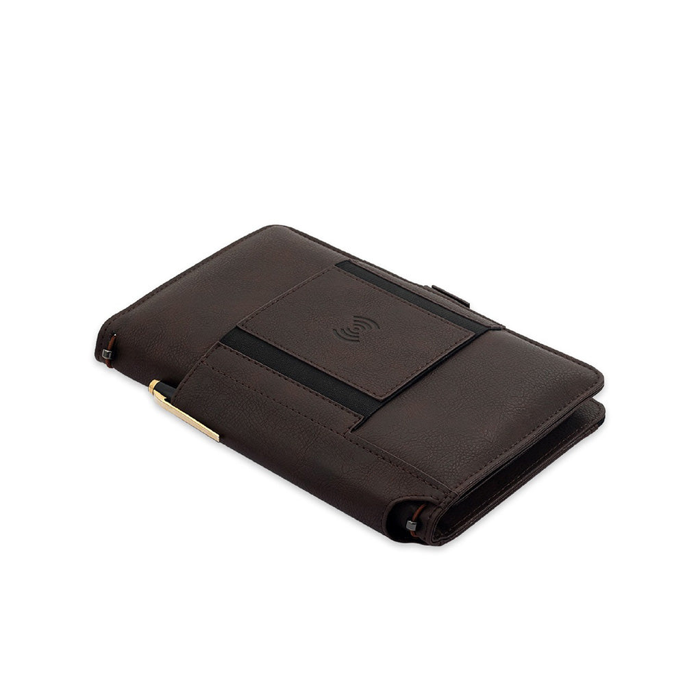 Pennline Superbook-Mini Organiser with Wireless Charging and 4000mAh Powerbank - Coffee Brown