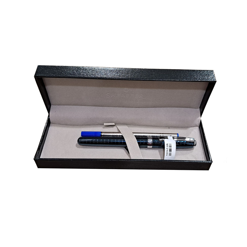Sheaffer Prelude 9163 Deep Blue with Chrome-Plated Horizontal Line Engravings and Trim Rollerball Pen