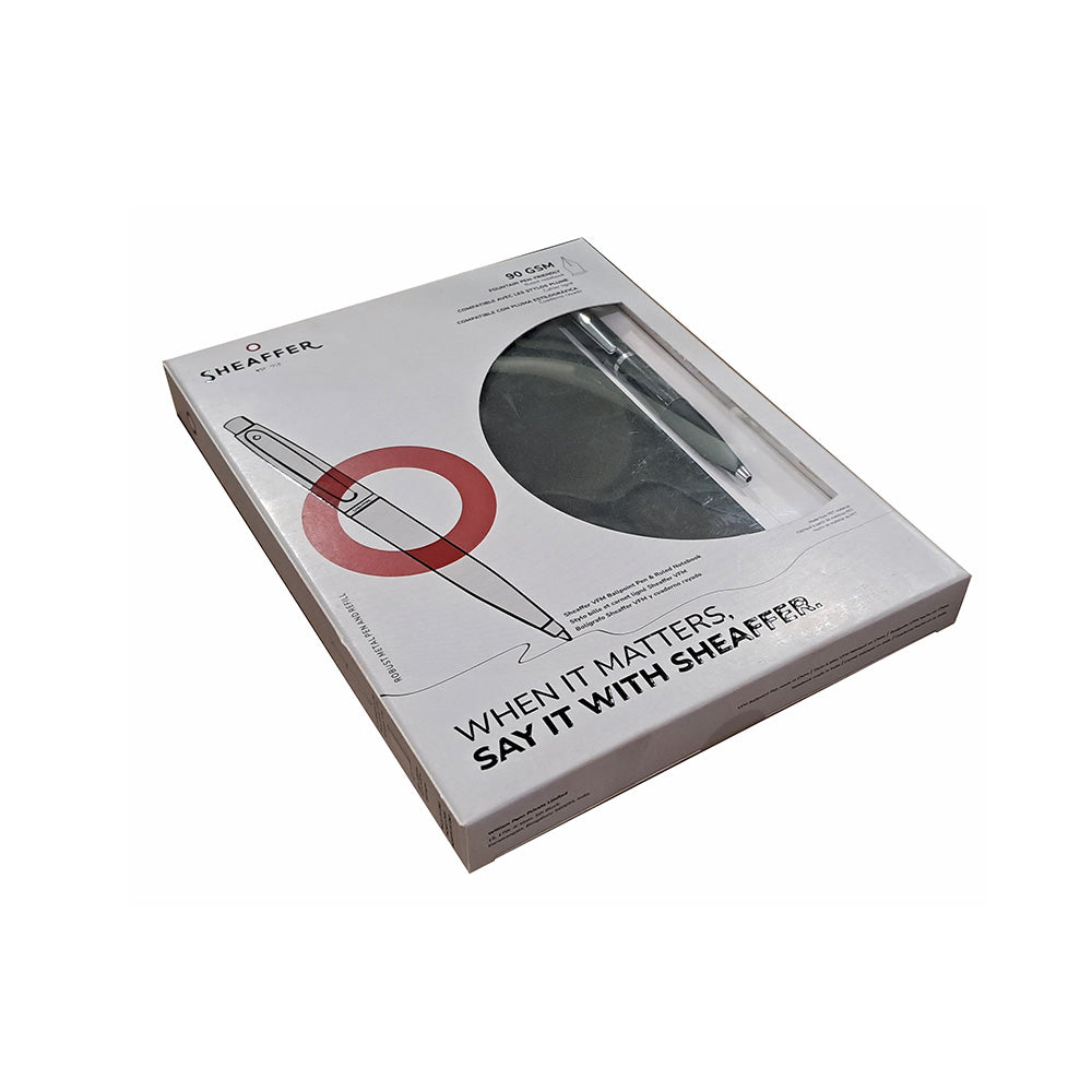 Sheaffer 9405 VFM Hangsell Black Chrome Trim Ball Pen with A5 Notebook