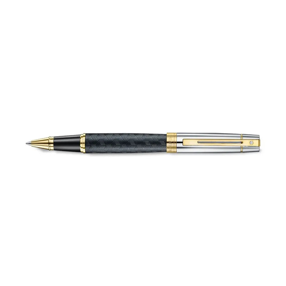 Sheaffer 300 9347 Engraved Black with Chrome Cap and Gold Trims Rollerball Pen