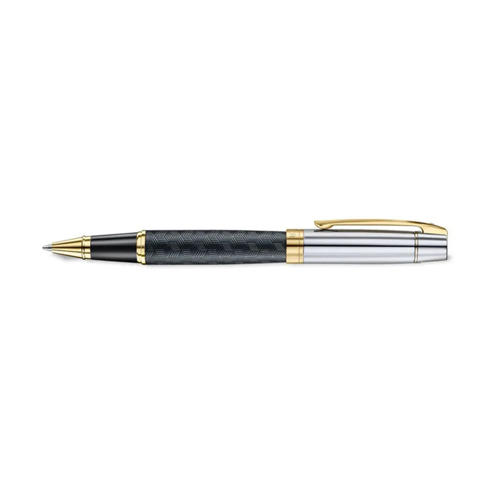Sheaffer 300 9347 Engraved Black with Chrome Cap and Gold Trims Rollerball Pen