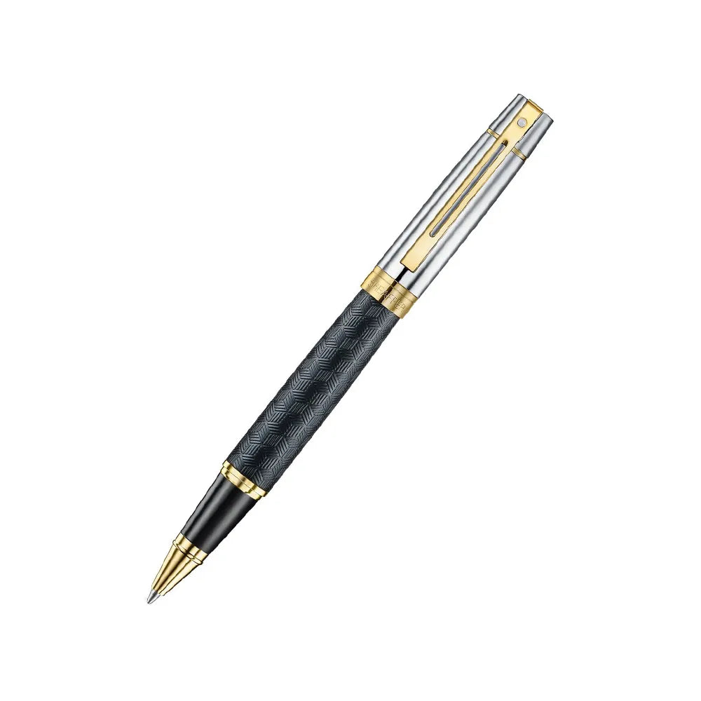 Sheaffer 300 9347 Engraved Black with Chrome Cap and Gold Trims Rollerball Pen