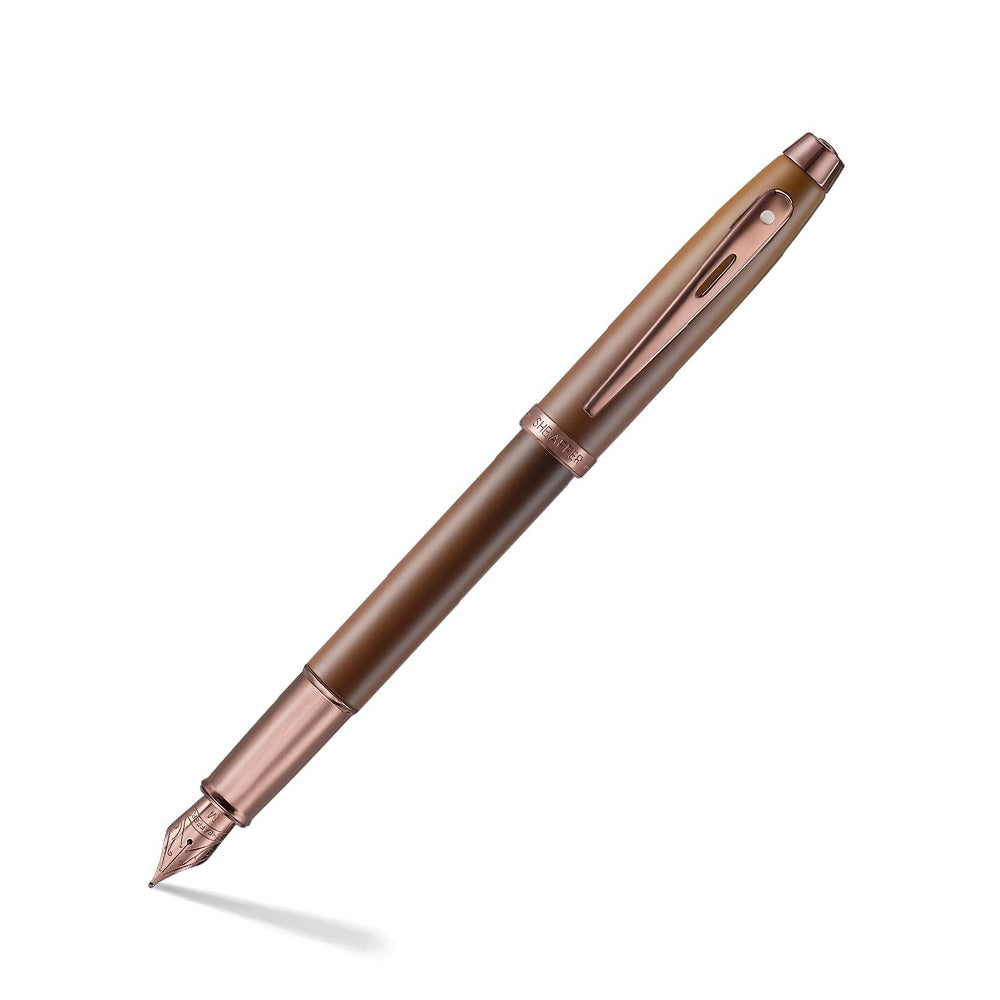 Sheaffer Giftset 100 G9370 Coffee Edition Matte Brown with Regal Brown PVD Trim Fountain Pen - M Nib + Brown-Coffee Scented Ink Bottle 50ml