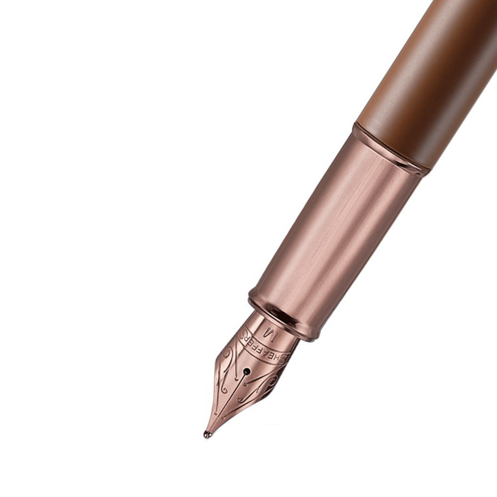 Sheaffer Giftset 100 G9370 Coffee Edition Matte Brown with Regal Brown PVD Trim Fountain Pen - M Nib + Brown-Coffee Scented Ink Bottle 50ml
