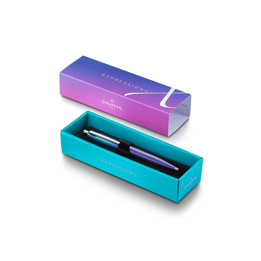 The Sheaffer VFM Expression Ballpoint Pen in Blue & Purple Pearlised Gradient isn’t just eye-catching, it’s a reflection of individuality in motion. Designed for those who move with confidence and write without filters, it brings together vibrant aesthetics and Sheaffer’s trusted smoothness. From journaling your truth to signing what matters, this pen is made for moments that express who you are.