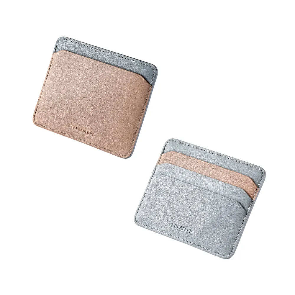Sheaffer Giftset Expressions 100 9376 Blue and Pink Pearlised Gradient CT Ballpoint Pen with Genuine Leather Credit Card Holder