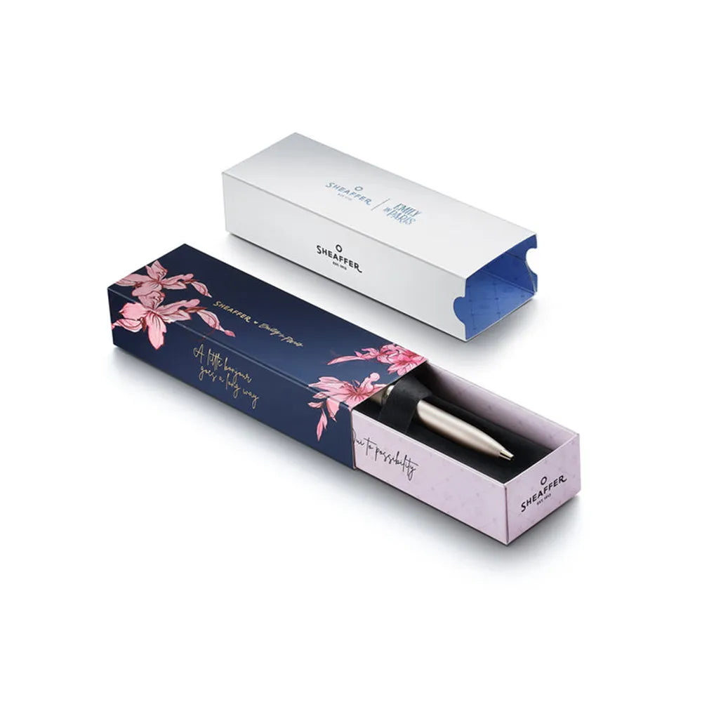 Sheaffer 100 Emily in Paris 9377 Champagne Gold with Champagne Gold Trims & Bow-Shaped Clip Emblem Ballpoint Pen