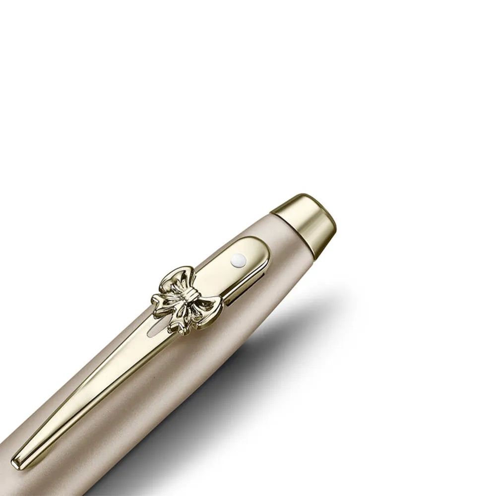 Sheaffer 100 Emily in Paris 9377 Champagne Gold Finish Body & Trims with Bow-Shaped Clip Emblem Fountain Pen - Stainless Steel Nib