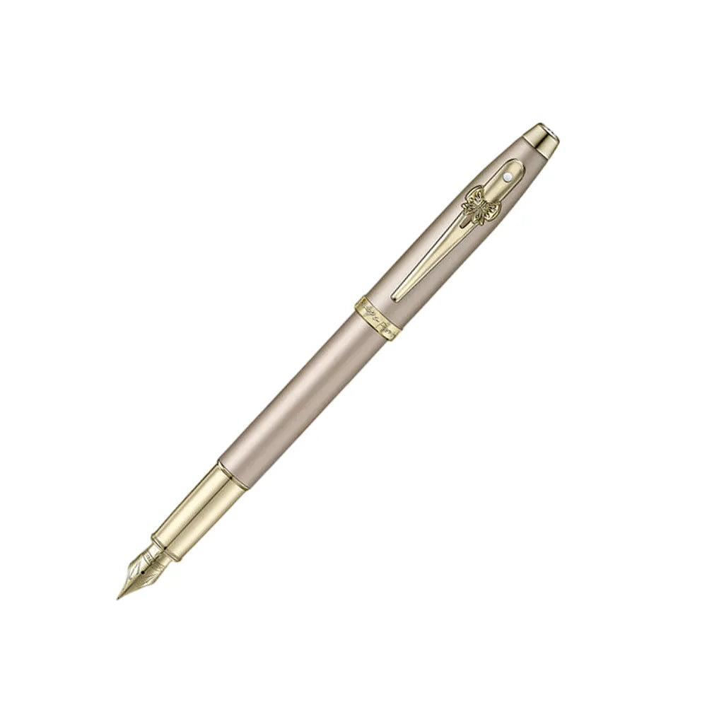 Sheaffer 100 Emily in Paris 9377 Champagne Gold Finish Body & Trims with Bow-Shaped Clip Emblem Fountain Pen - Stainless Steel Nib