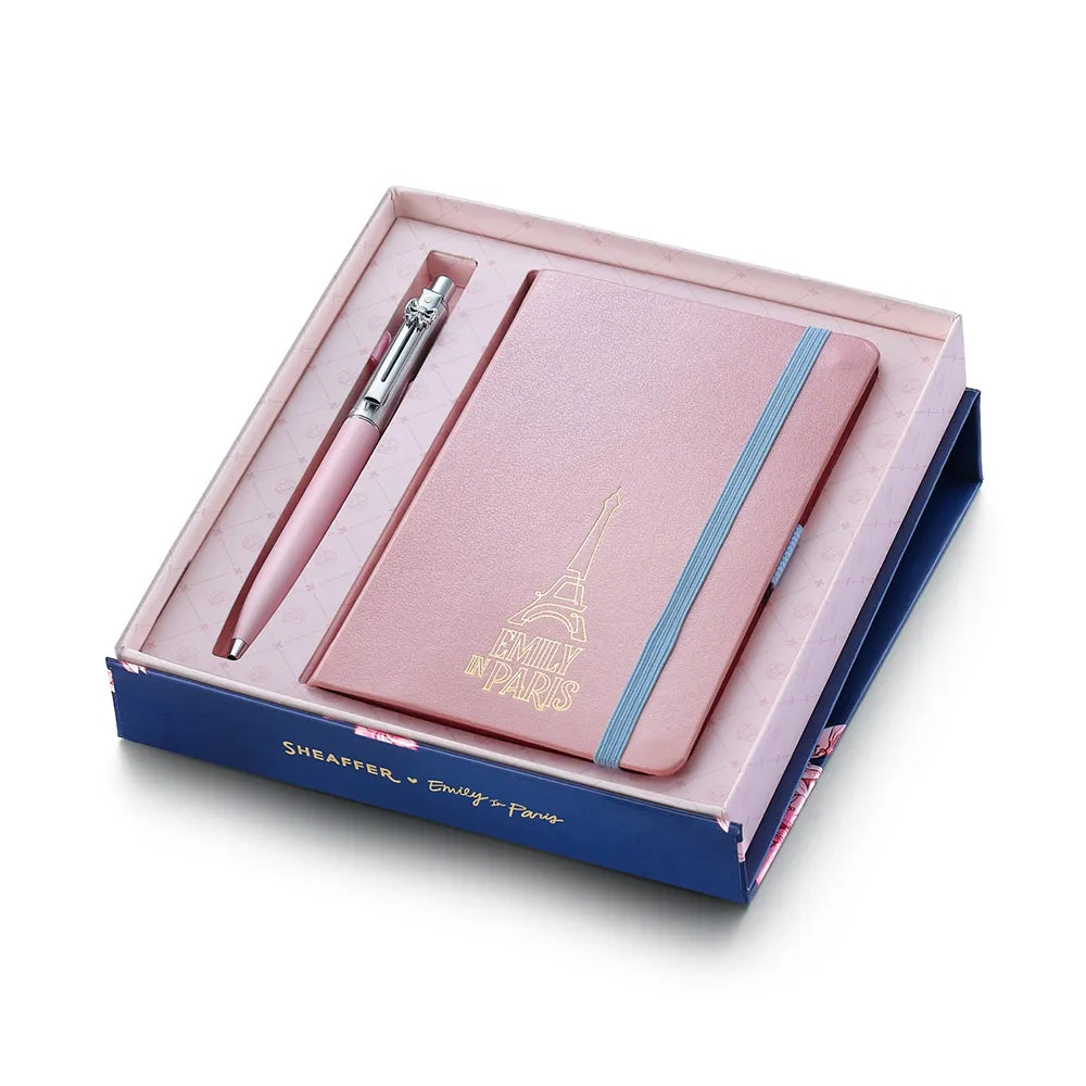 Sheaffer Giftset EIP Sentinel E321 Matt Pink Barrel with Chrome Cap & Trim Ball Pen and Pink Small Notebook
