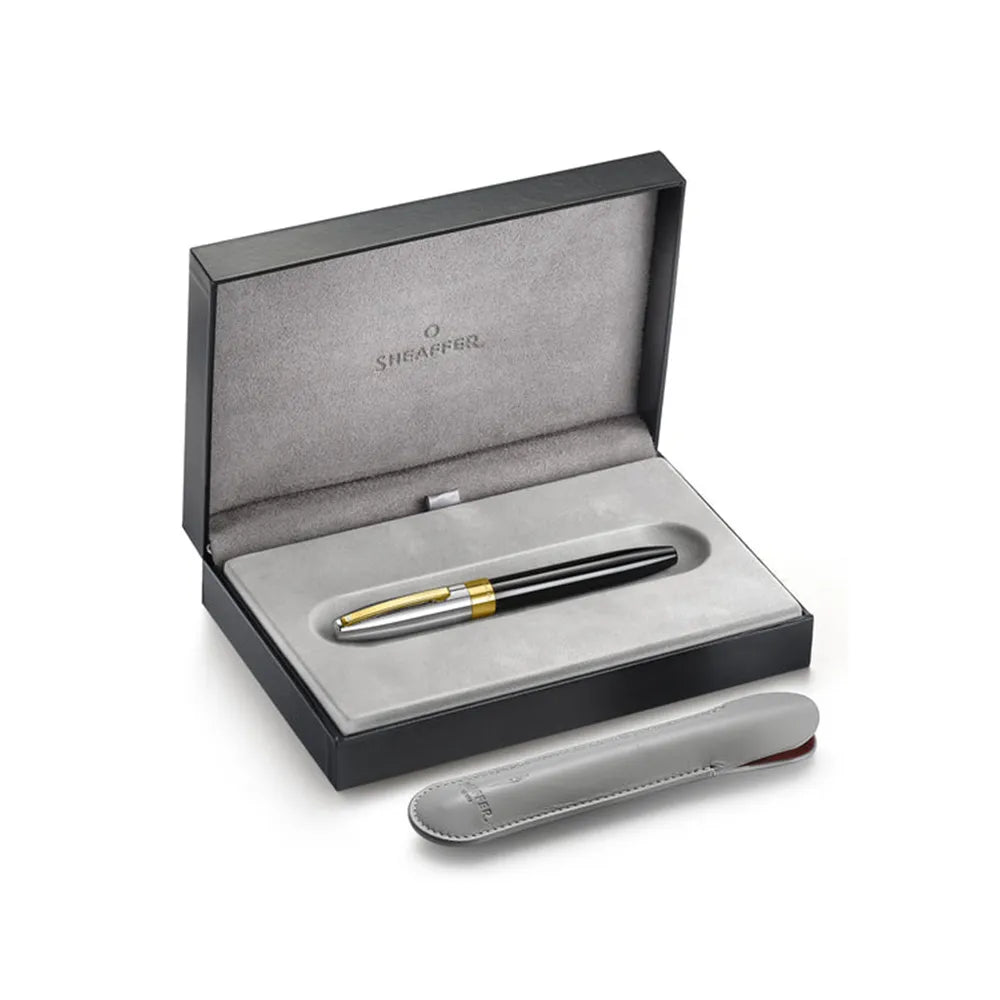 Sheaffer Legacy 9065 Glossy Black Chrome Bi-colour with 14kt PVD Gold-Plated Trim Fountain Pen - Inlaid 14Kt PVD Gold-Plated Nib