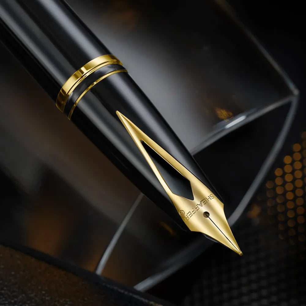Sheaffer Legacy 9065 Glossy Black Chrome Bi-colour with 14kt PVD Gold-Plated Trim Fountain Pen - Inlaid 14Kt PVD Gold-Plated Nib