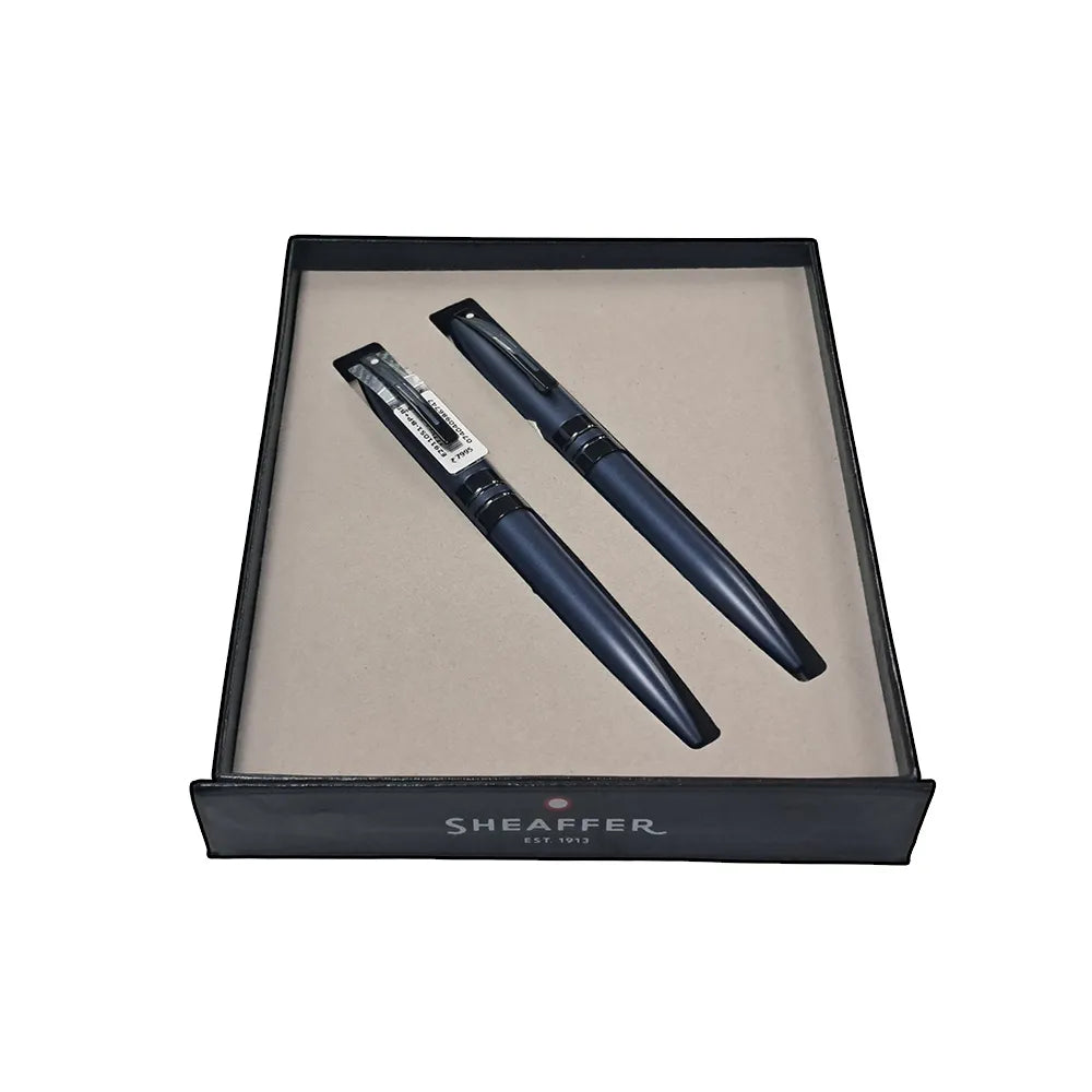 Sheaffer Icon E9110-K Metallic Blue Lacquer with Polished Black PVD Trim Ball Pen + Ball Pen Set