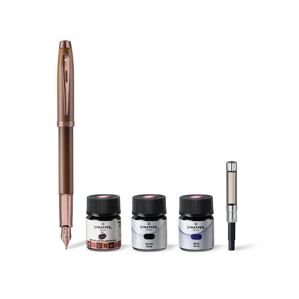 Sheaffer 100 G9374 Coffee Edition Fountain Pen with 3 Inks Vials Gift Set (Medium)