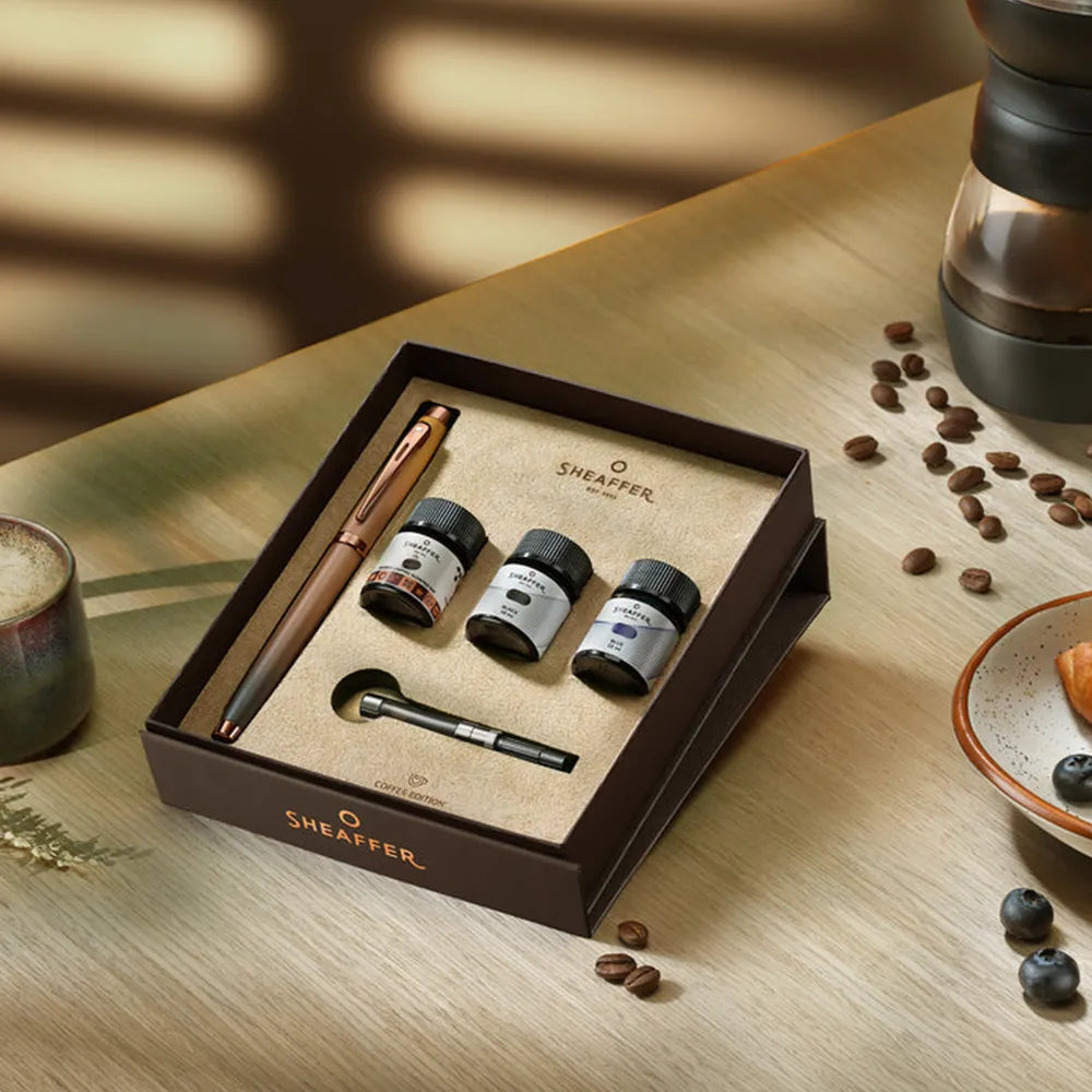 Sheaffer 100 G9374 Coffee Edition Fountain Pen with 3 Inks Vials Gift Set (Medium)