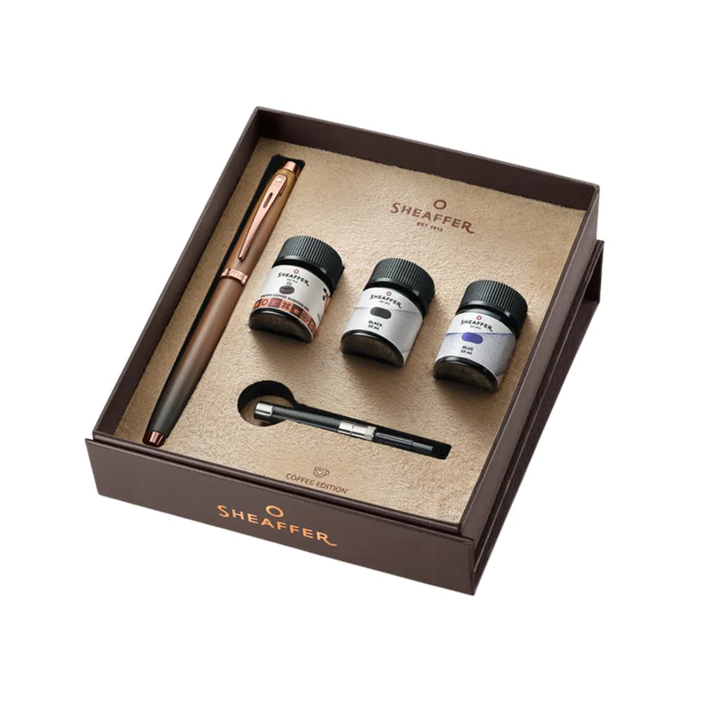 Sheaffer 100 G9374 Coffee Edition Fountain Pen with 3 Inks Vials Gift Set (Medium)