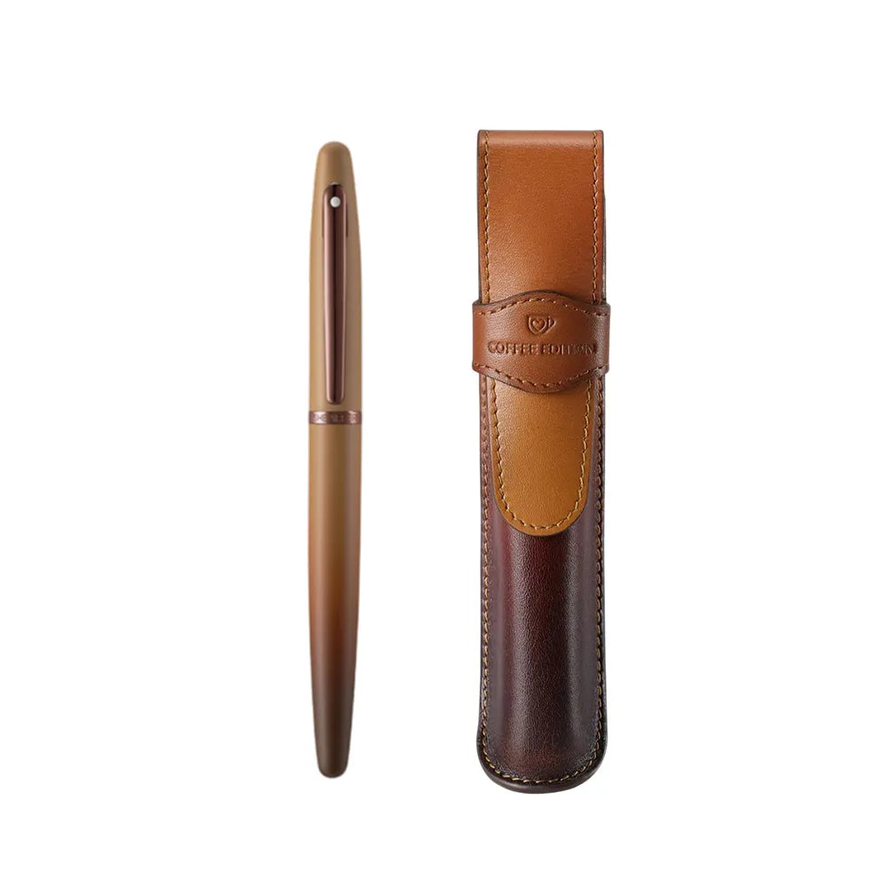 Sheaffer Giftset VFM G9428 Coffee Edition Matt Brown with Brown PVD Trims Rollerball Pen with Coffee Pen Pouch