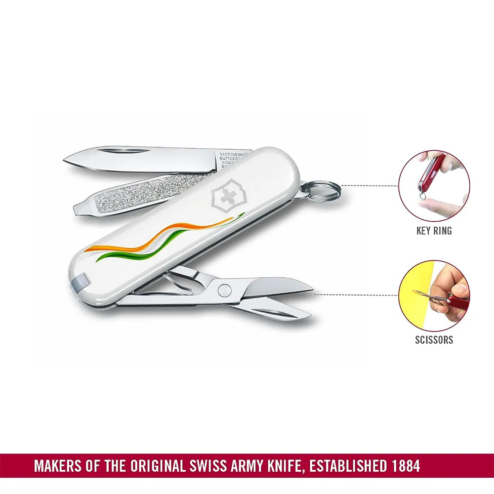 Victorinox Classic SD White 58mm 7 Functions - White with Tri-Colour
