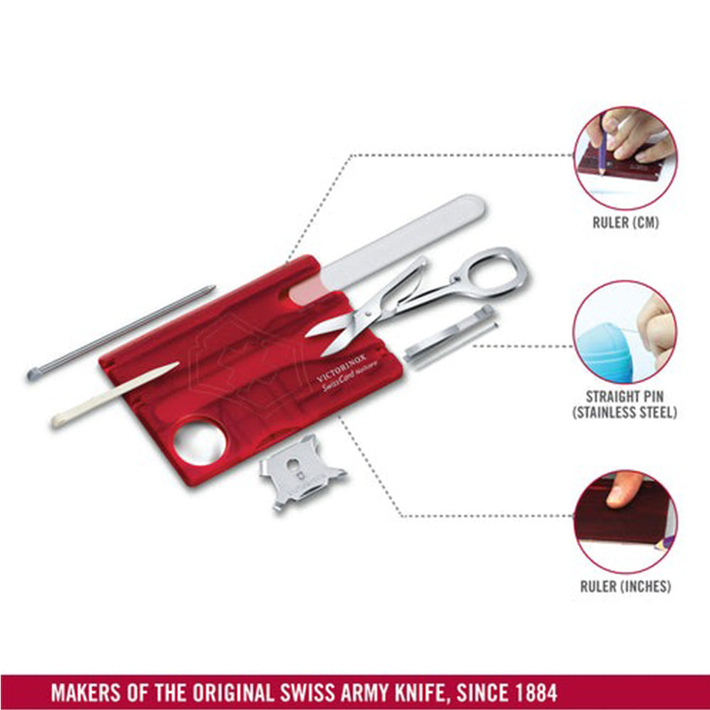 Victorinox SwissCard Nailcare 13 Functions 82mm - Red Translucent
