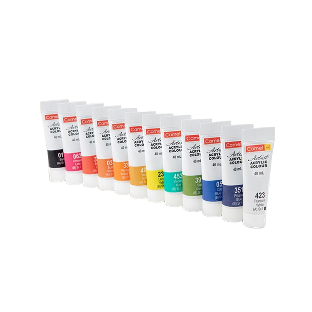 Camel Artist Acrylic Colours 40ml Tubes - 12 Shades