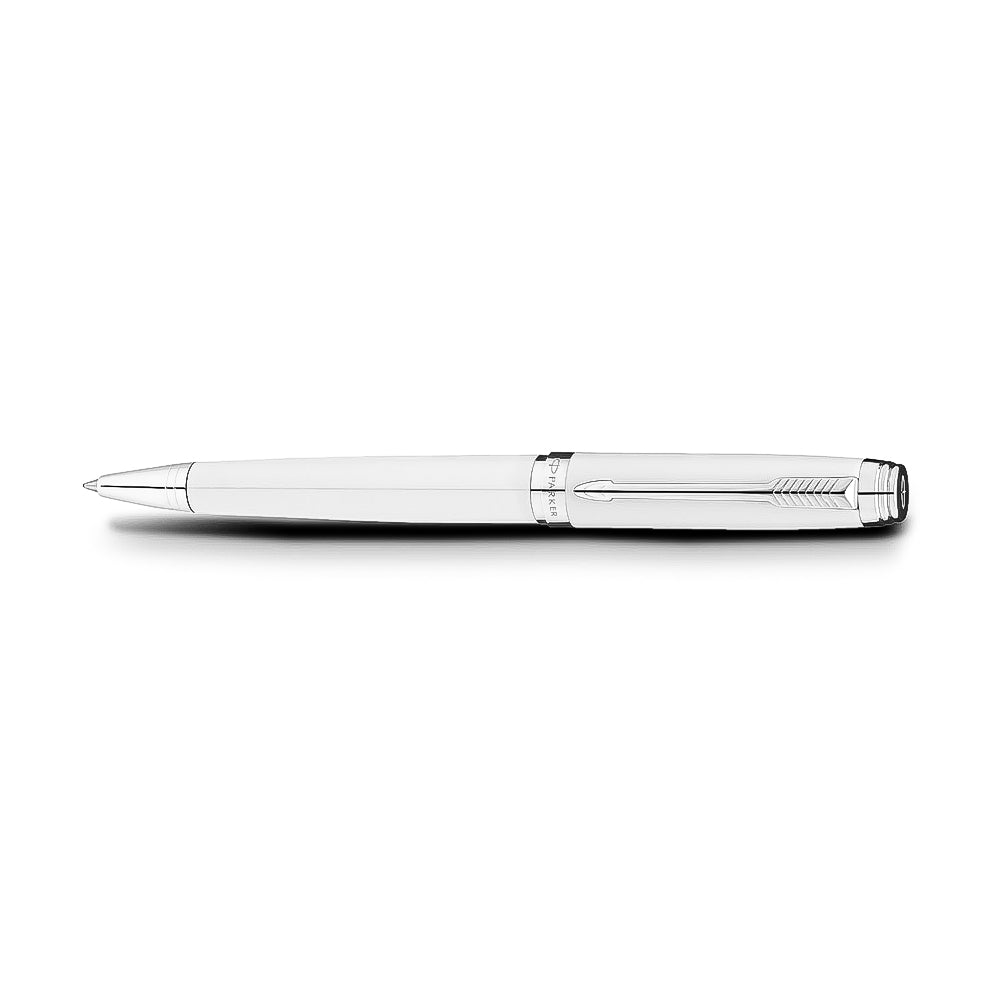 Parker Ambient White Chrome Trim Rollerball and Ballpoint Pen Set
