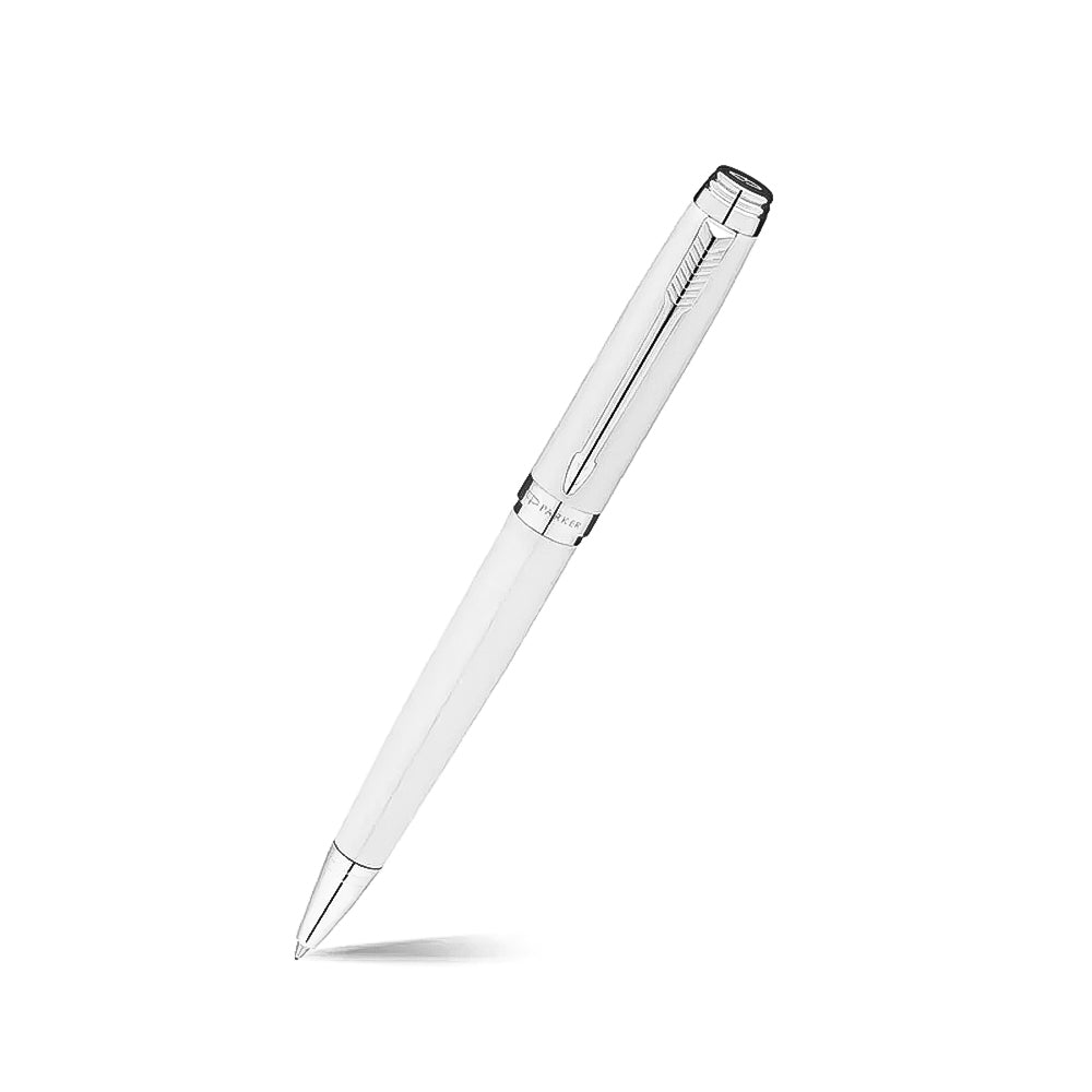 Parker Ambient White Chrome Trim Rollerball and Ballpoint Pen Set