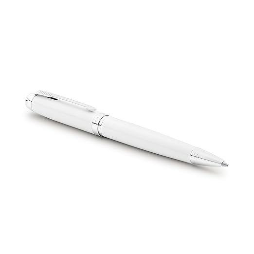 Parker Ambient White Chrome Trim Rollerball and Ballpoint Pen Set
