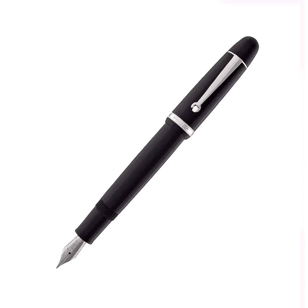 Penlux Grand Black Chrome Trim Fountain Pen - Fine Nib