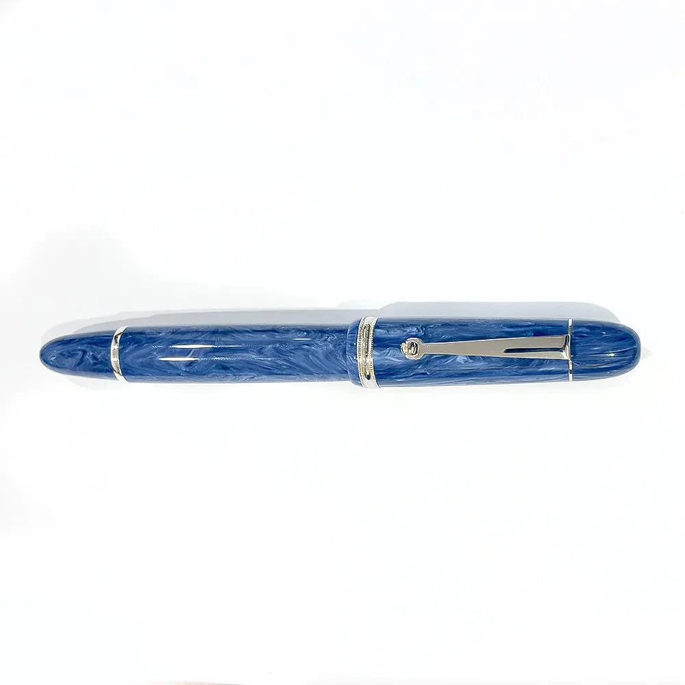 Penlux Grand Wave Blue With Chrome Plated Trim Fountain Pen - Fine Nib