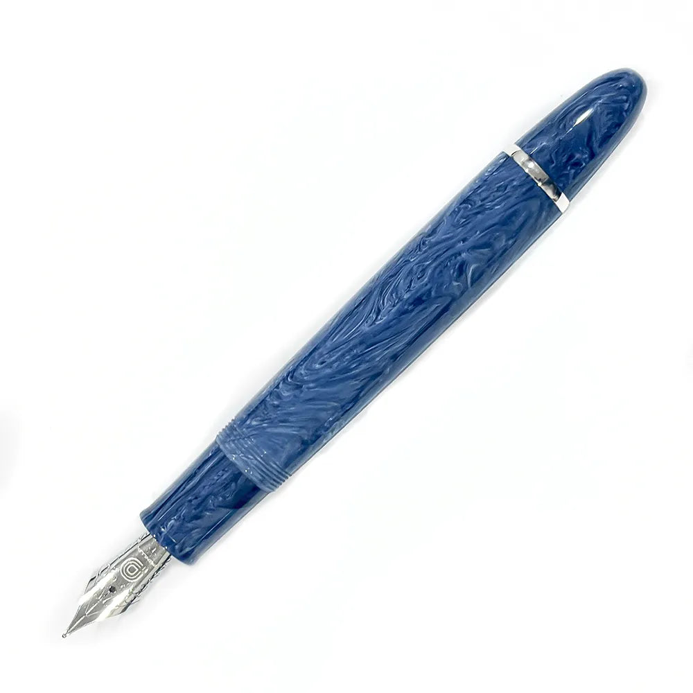 Penlux Grand Wave Blue With Chrome Plated Trim Fountain Pen - Fine Nib