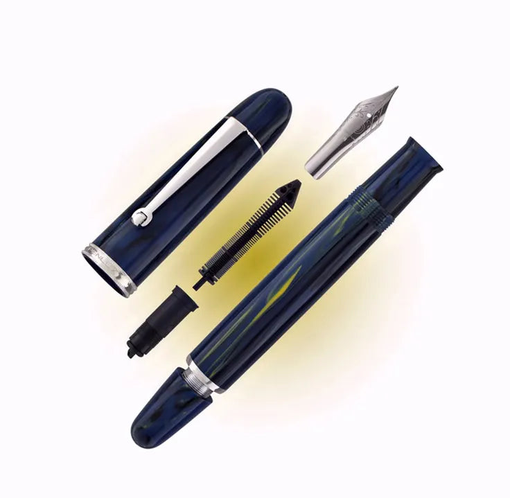 Penlux Great Natural - Starry Night with Chrome Trim Fountain Pen - Fine Nib