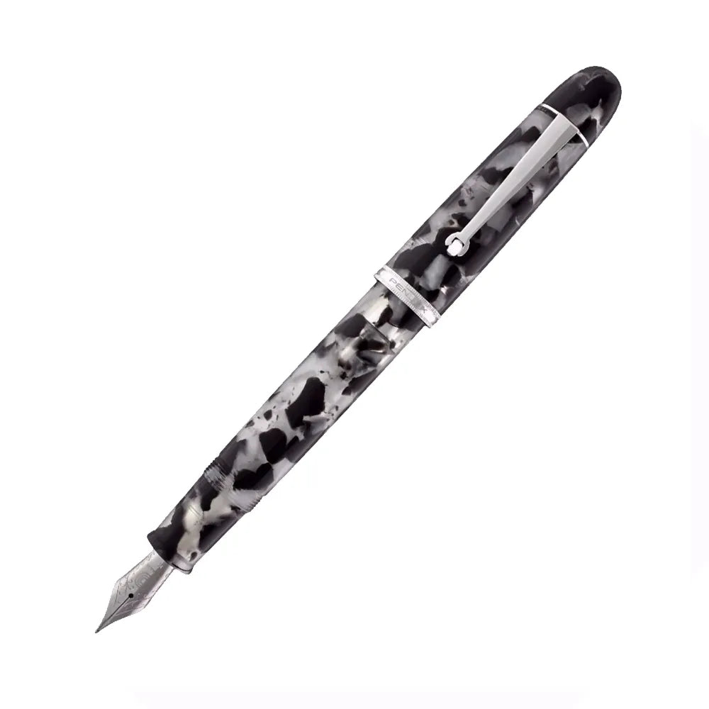 Penlux Grand koi-Black & White With Chrome Plated Trim Fountain Pen - Medium Nib