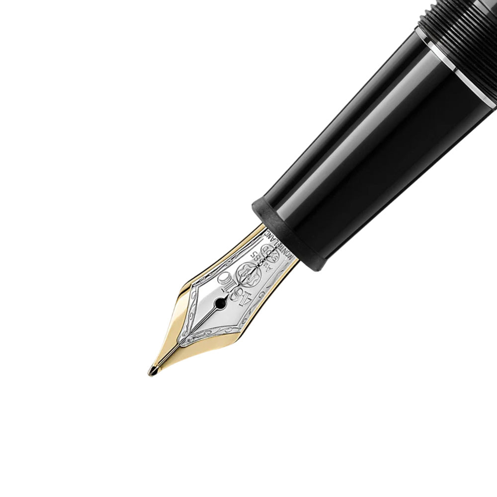 Montblanc Meisterstück Black with Platinum-Coated Trim Fountain Pen - 14Kt Gold Medium Nib