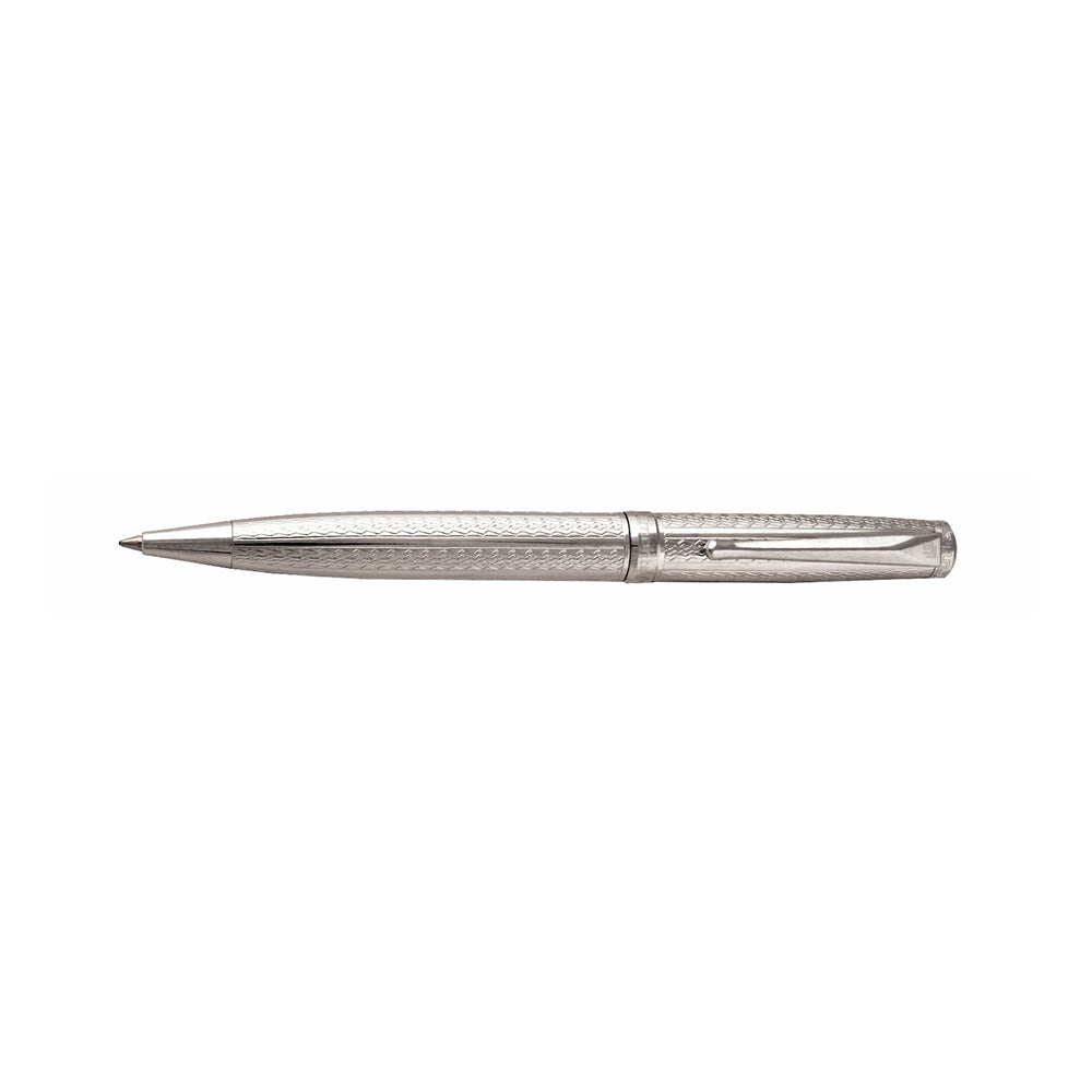 Established in the year 2009, Émonte Pens Pvt. Ltd. is an initiative by Mr. Rajive Jain, Chairman & Managing Director of the company that endeavors to launch unique brands in the Luxury Writing Instruments segment, whilst introducing some of the world’s finest and renowned brands to our Indian patrons. Emonte Impression Ballpoint Pen Colour : Sterling Silver  Trim : Platinum plated trim Material : Sterling Silver Filling System : Ballpoint Refill