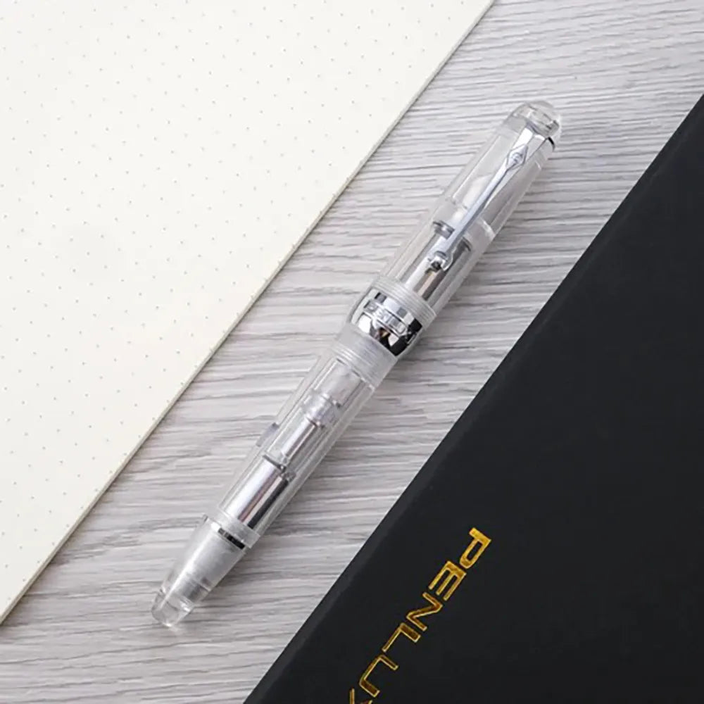 Penlux Delgado Demo With Chrome Plated Trim Fountain Pen - Broad Nib