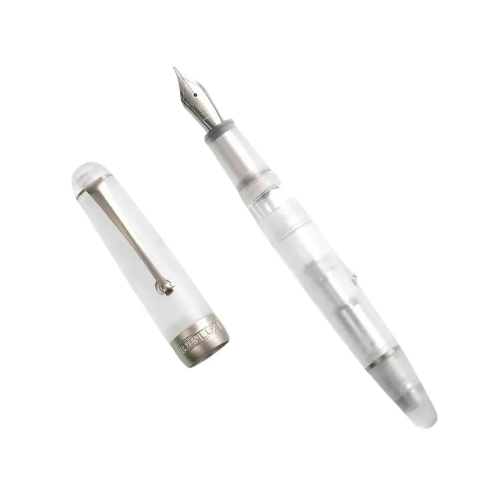 Penlux Delgado Demo Matted with Chrome Trim Fountain Pen - Medium Nib