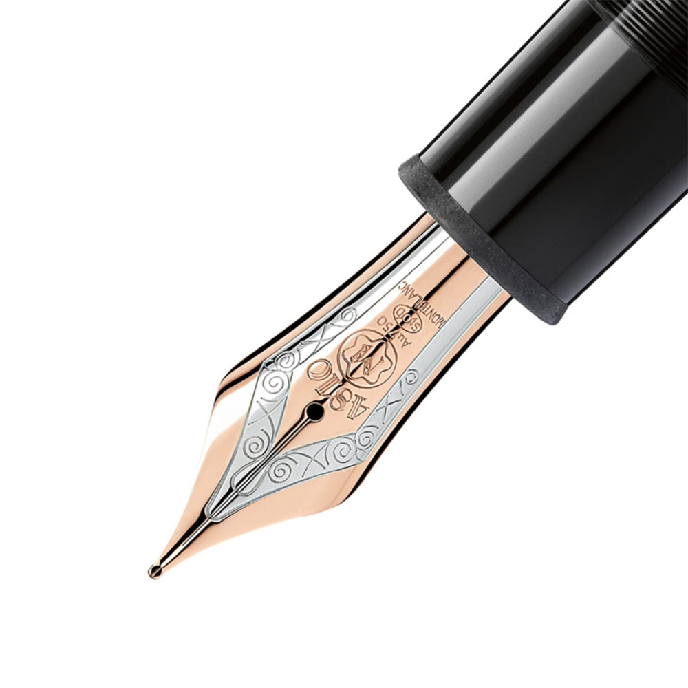 Montblanc Meisterstück 149 Black Resin with Red Gold-Coated Trim Fountain Pen - 18Kt Gold Broad Nib