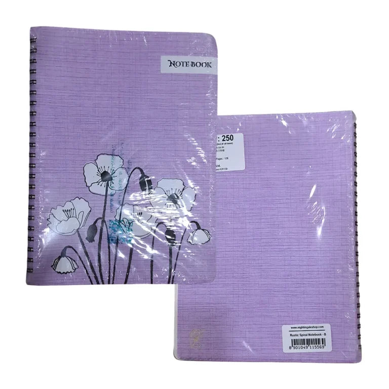 Nightingale Rustic Spiral Notebook – A5 – Assorted (Pack of 5)