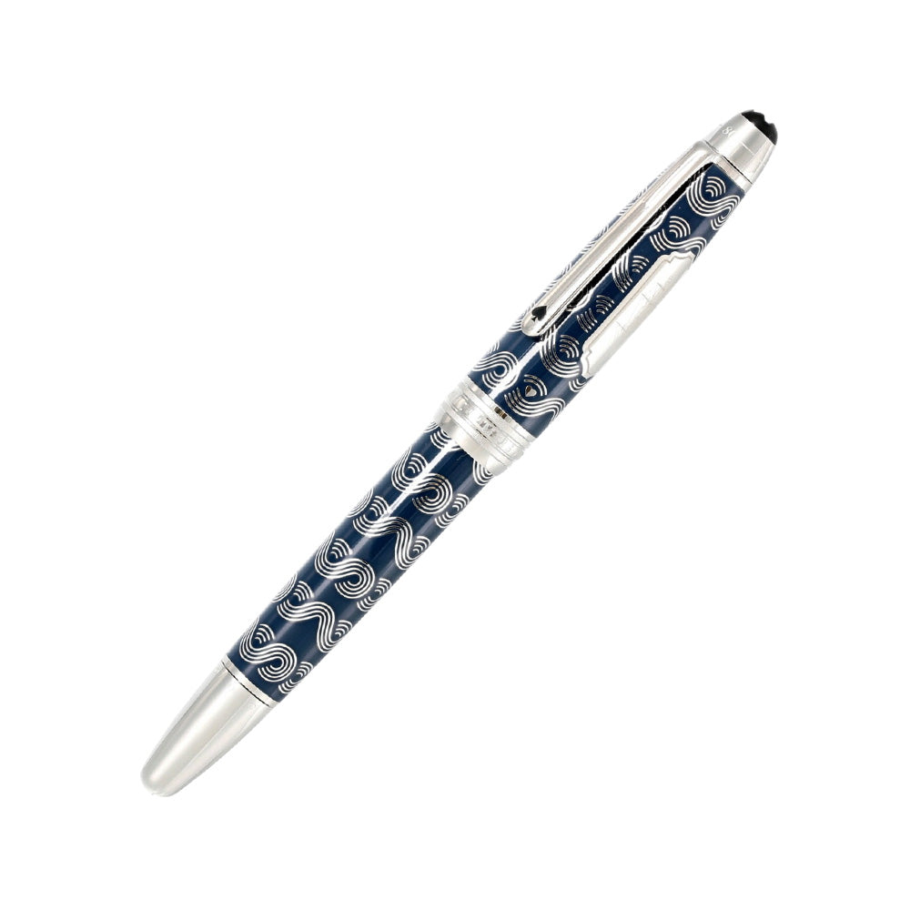 Montblanc Meisterstück Around the World in 80 Days Solitaire Blue Lacquer LeGrand Fountain Pen - 18Kt Gold Rhodium-Plated Medium Nib