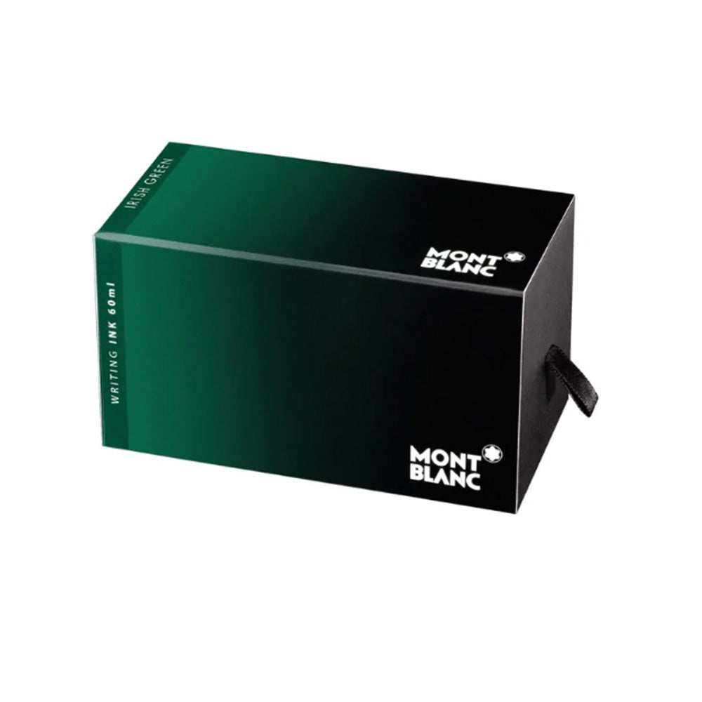 Montblanc Ink Bottle Irish Green A fountain pen is incomplete without this irish green ink bottle from Montblanc. Try this ink for cheer and creative ideas which grow playful as irish green tendrils flow from your pen. Refill Type: Ink Bottle Compatible with Montblanc fountain pens Non-permanent Quick-drying Size: 60 ml Colour: Irish Green