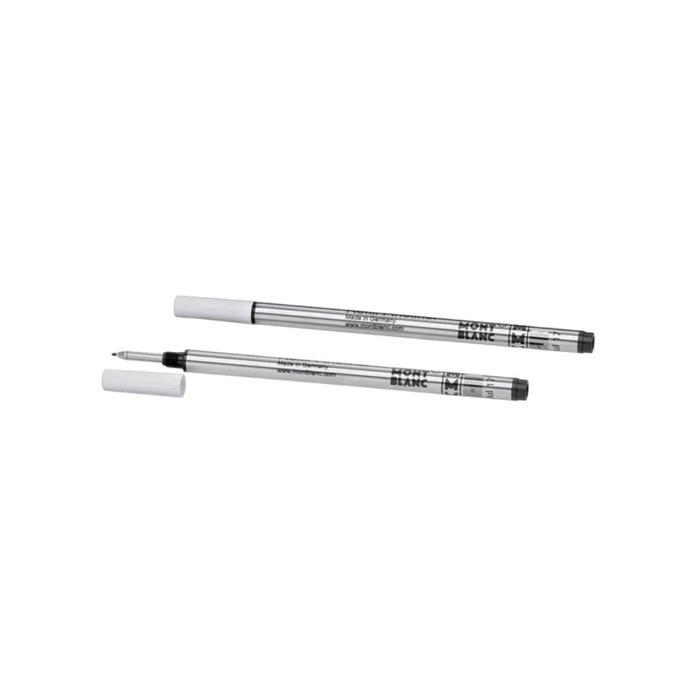 2 Fineliner Refills Medium Mystery Black Montblanc Fineliner refills, Mystery Black. Suitable for all Montblanc Fineliner/Rollerball Pens except Meisterstück LeGrand, Montblanc M and Heritage collection capless Rollerballs. - Packaging unit = 2 - Refill type = Medium REFILL TYPE - Fineliner Refill SIZE - M COLOR - Mystery Black