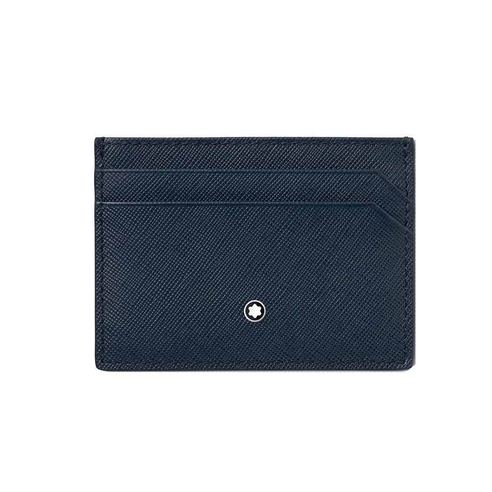 The Montblanc Sartorial Collection speaks the language of modern elegance. Made from Saffiano leather print, this small yet functional credit card pocket features 5 credit card slots to carry the essentials in a jacket or trousers pocket. Material : Calf-skin leather Leather : Full-grain calfskin, chrome-tanned, dyed through, with saffiano print Color : Blue Lining : Cotton and polyamid lining Dimensions : 100x10x75 mm Country of Origin : Italy