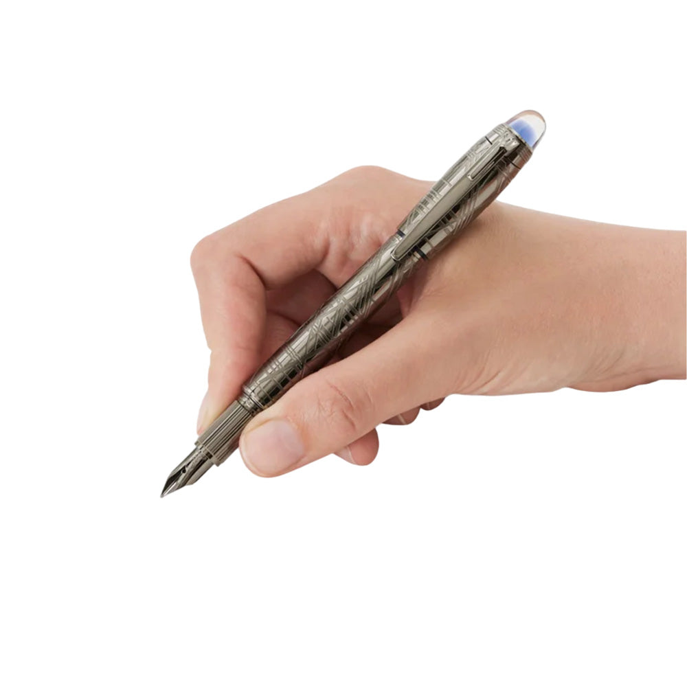 Montblanc Starwalker SpaceBlue Metal Fountain Pen - 14Kt Gold Medium Nib