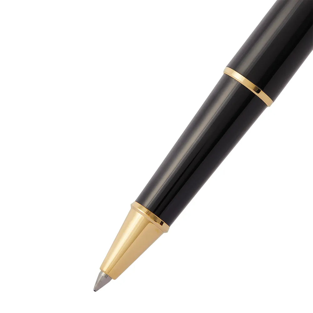 Montblanc Set Meisterstück Classique 163 Black Precious Resin GT Rollerball Pen with Meisterstück Pocket 5cc with Zip Black Card Holder