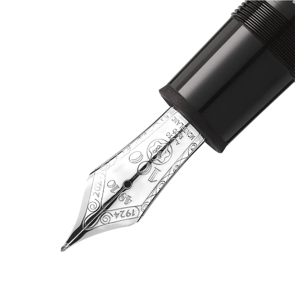 Montblanc Meisterstück The Origin Collections 149 Black Resin with Platinum-Coated Trim Fountain Pen - 18Kt Gold Rhodium-Plated Medium Nib