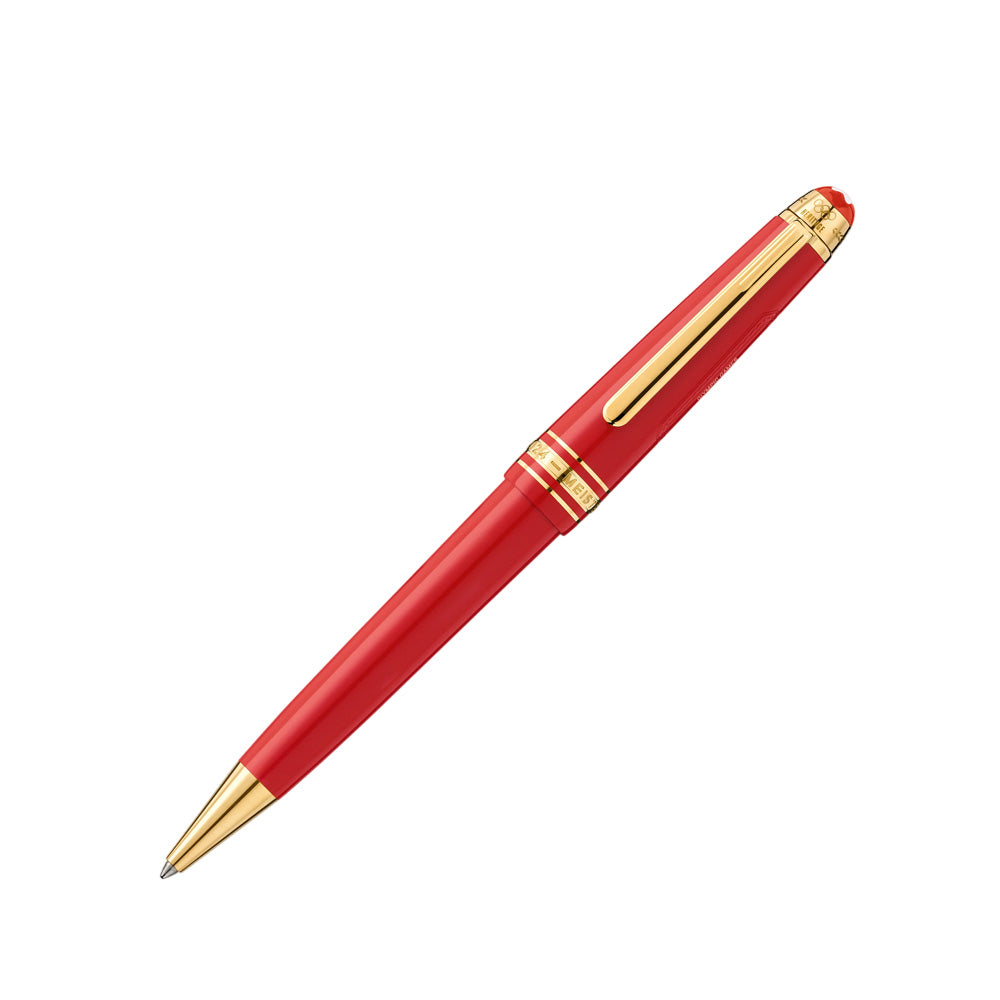 Montblanc Meisterstück Olympic Heritage 1924 Red Resin with Gold-Plated Trims Midsize Paris Special Edition Ballpoint Pen