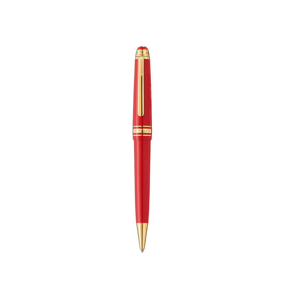 Montblanc Meisterstück Olympic Heritage 1924 Red Resin with Gold-Plated Trims Midsize Paris Special Edition Ballpoint Pen