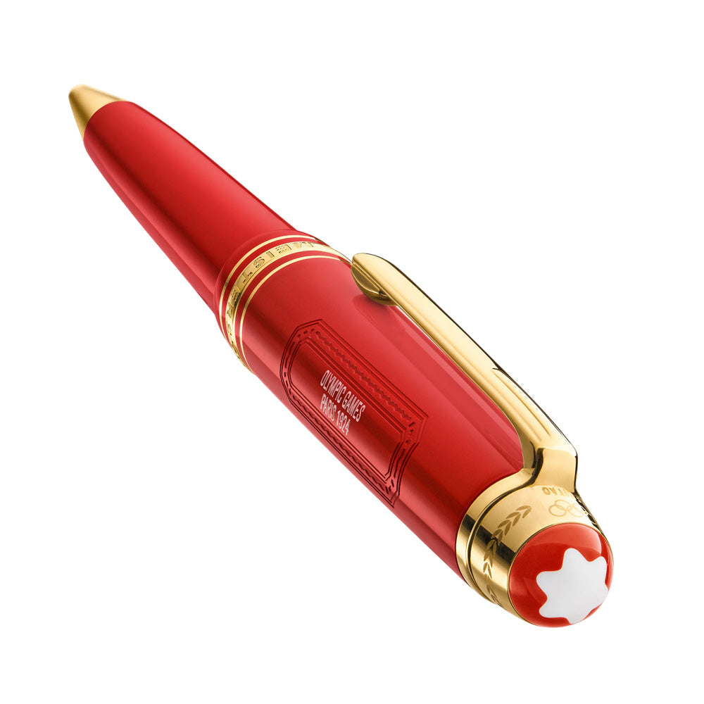 Montblanc Meisterstück Olympic Heritage 1924 Red Resin with Gold-Plated Trims Midsize Paris Special Edition Ballpoint Pen