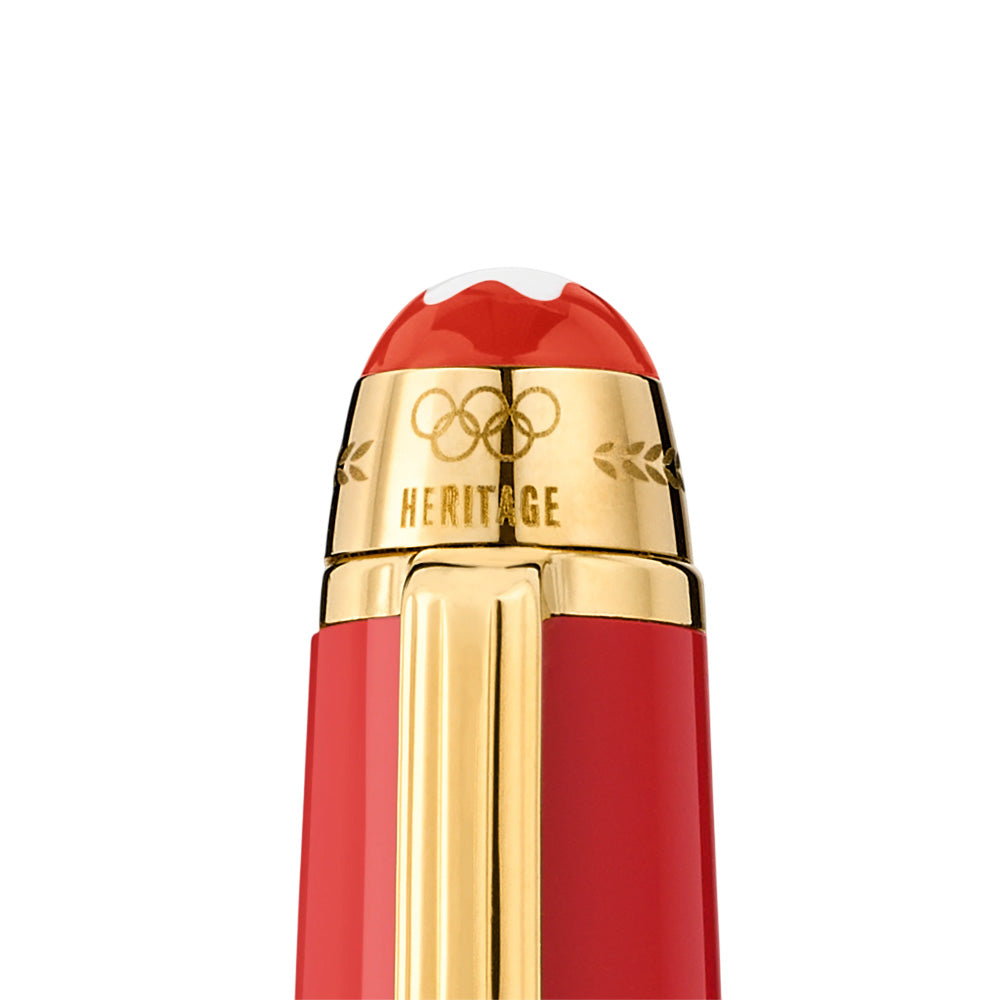 Montblanc Meisterstück Olympic Heritage 1924 Red Resin with Gold-Plated Trims Midsize Paris Special Edition Ballpoint Pen